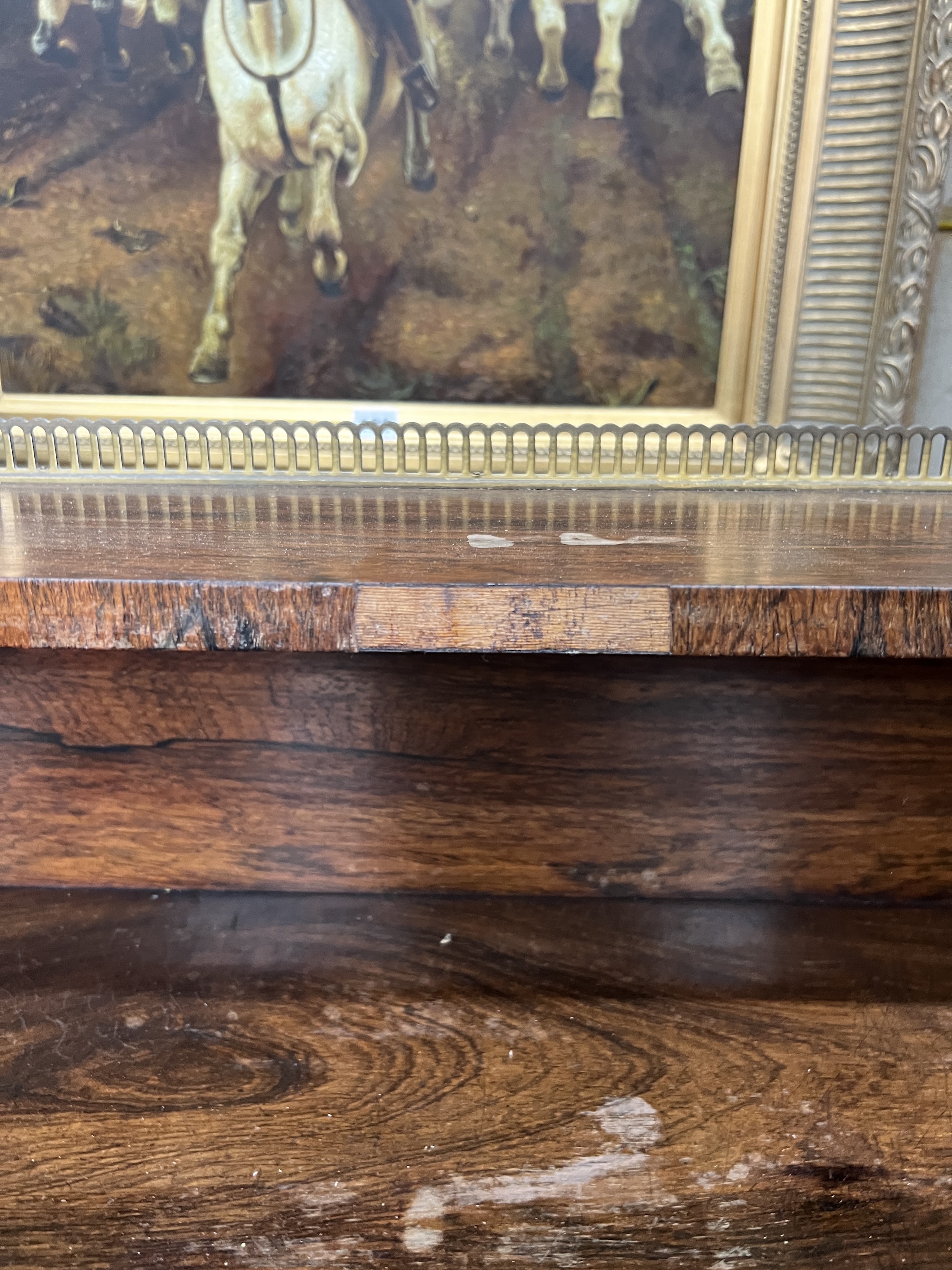 A Regency rosewood breakfront dwarf cabinet, width 174cm, depth 26cm, height 130cm
